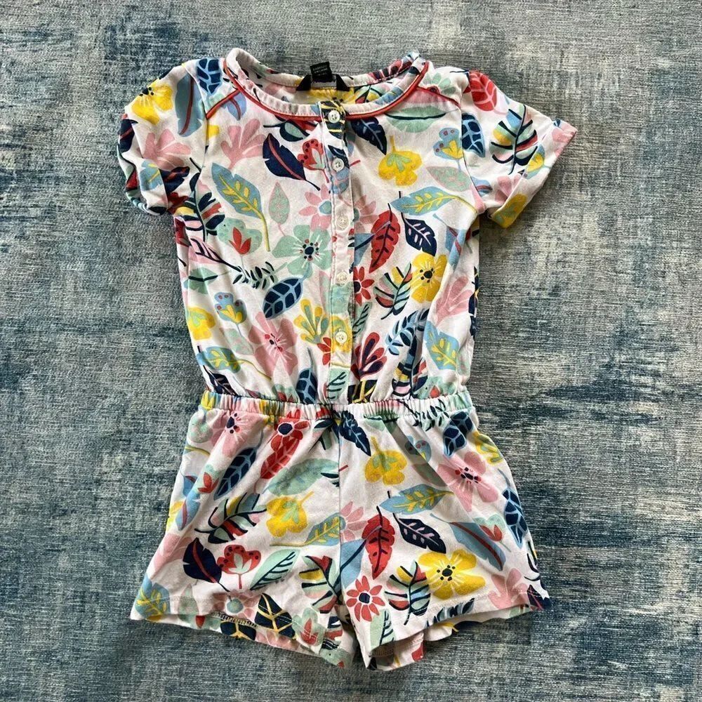 Kids Nautica Tropical Multicolor Leaf Print Romper Size 4